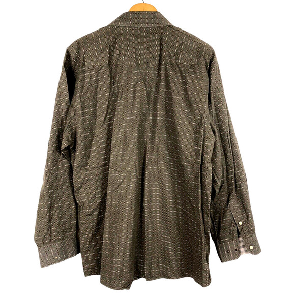 Vintage Panhandle Slim Medium Pearl Snap Shirt Brown Geometric Western Rodeo Men - Picture 3 of 7